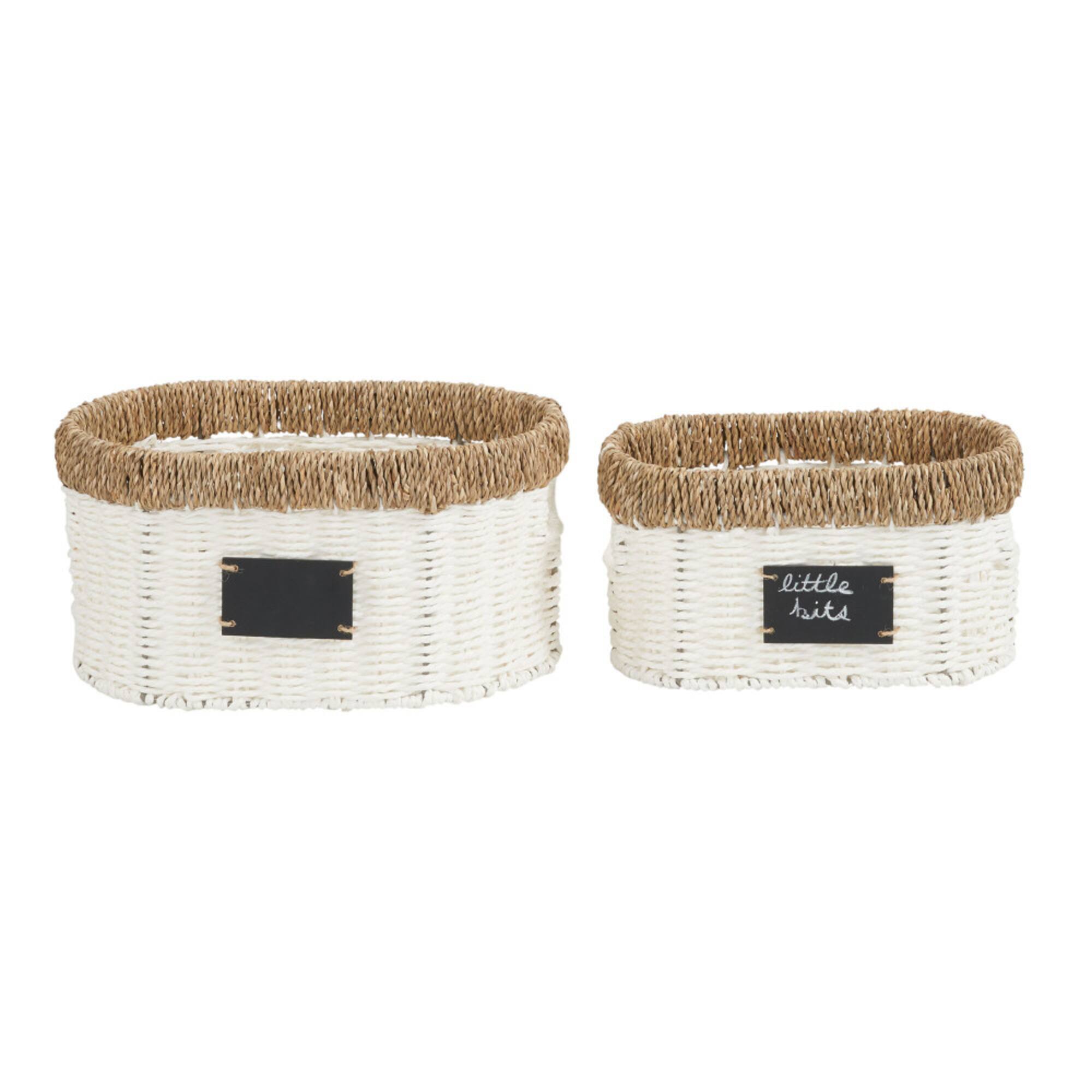 Household Essentials White Woven Oval Baskets, 2ct.
